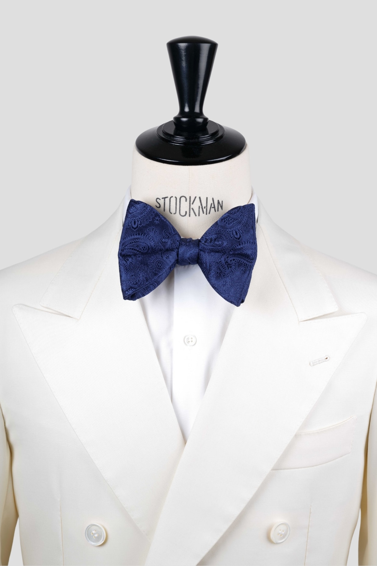 Noeud papillon "Dare in Paris", soie tissée bleu marine, motif cachemire