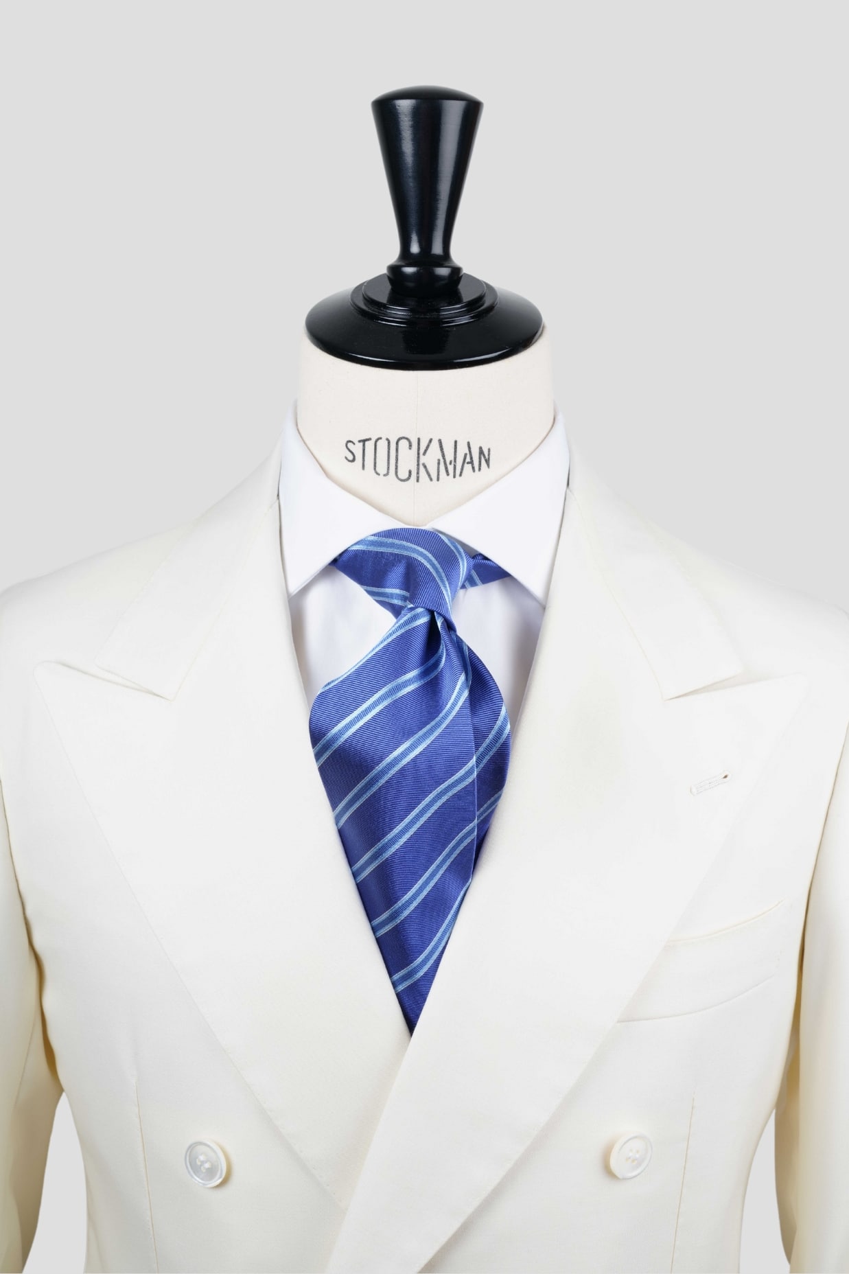 Cravate sartoriale à 3 plis, en soie tissée bleu violet, rayure bleu