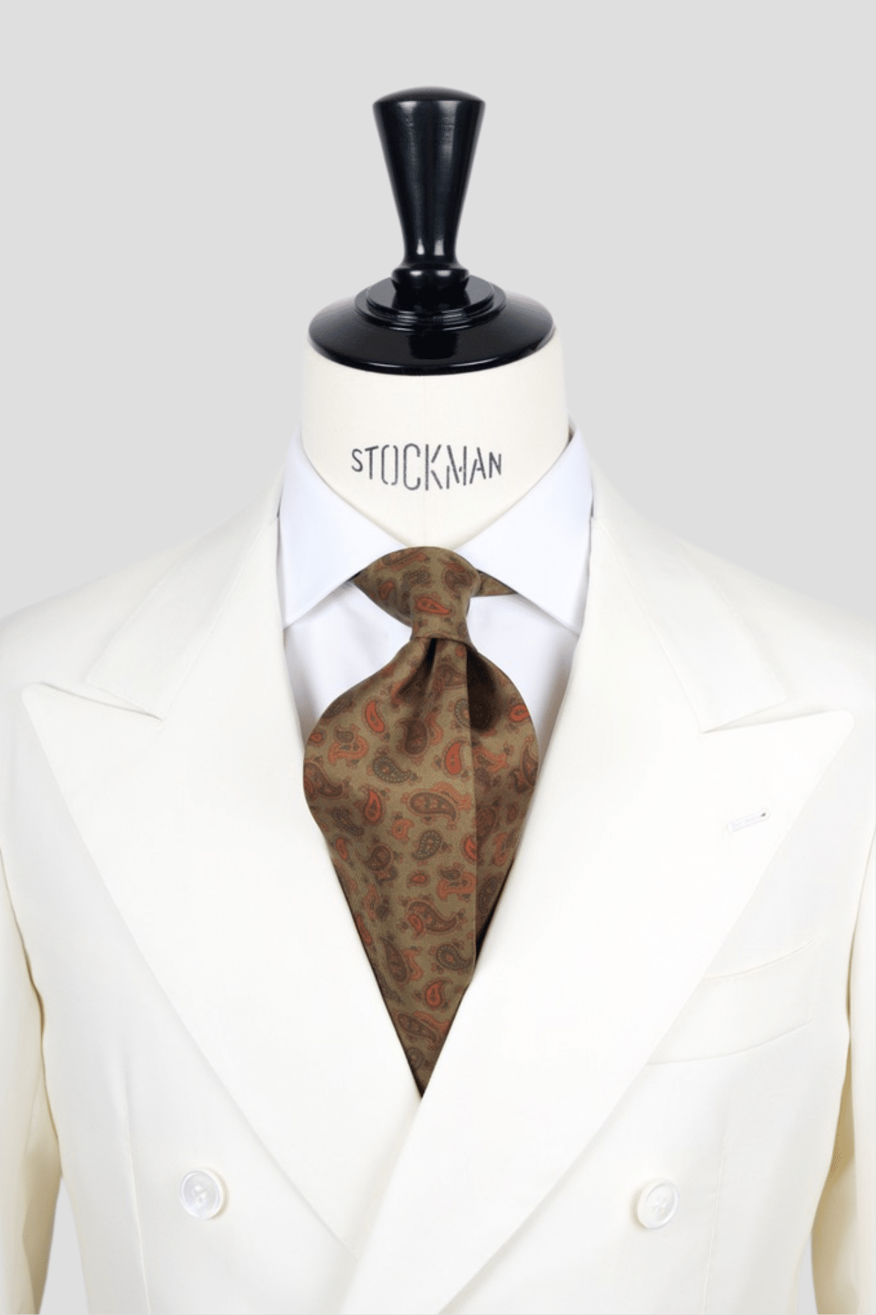 Cravate sartoriale à 3 plis, en soie imprimée vert foncé, motif cachemire