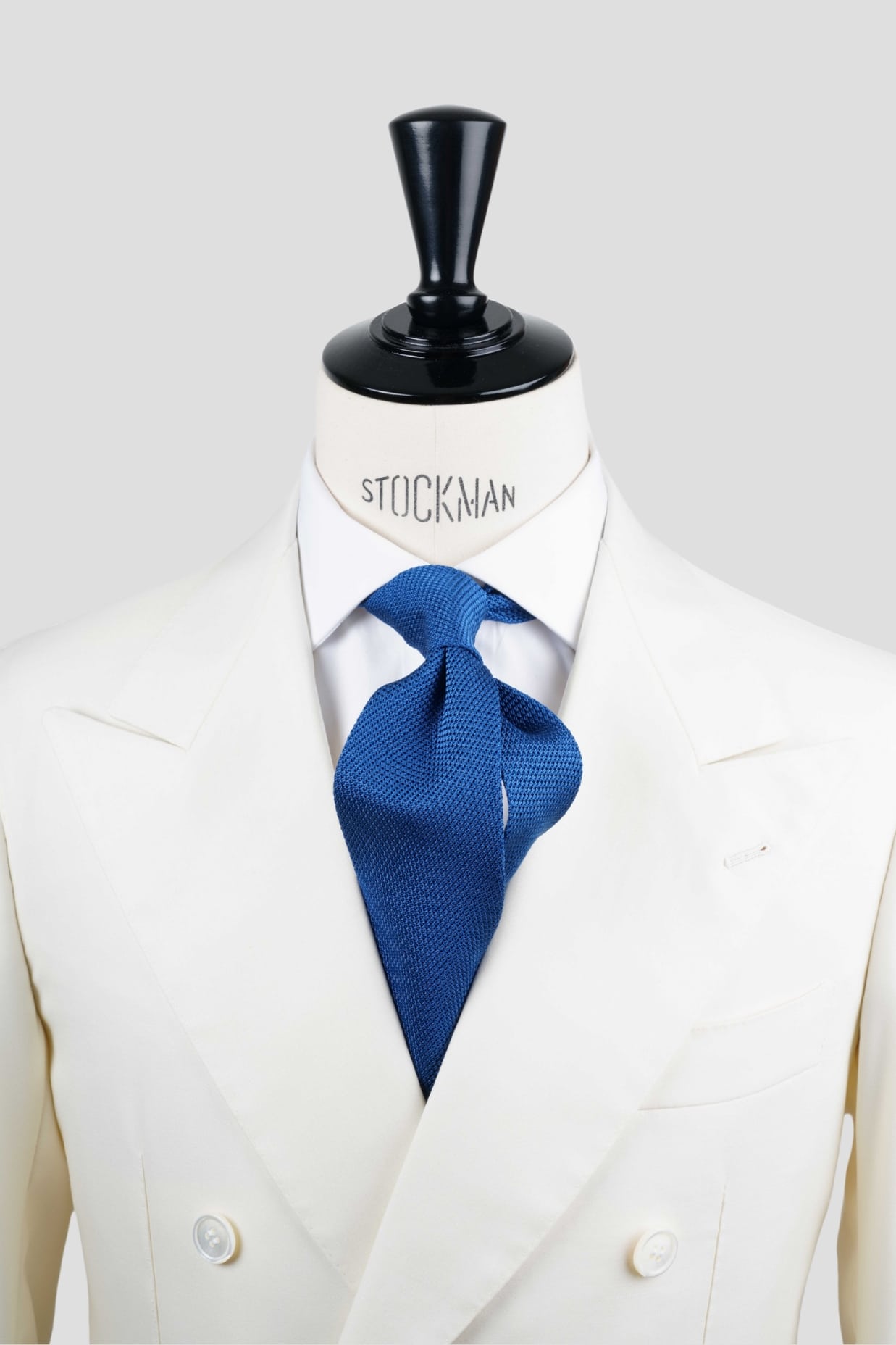 Cravate sartoriale à 3 plis, tissée en étamine de soie, bleu uni