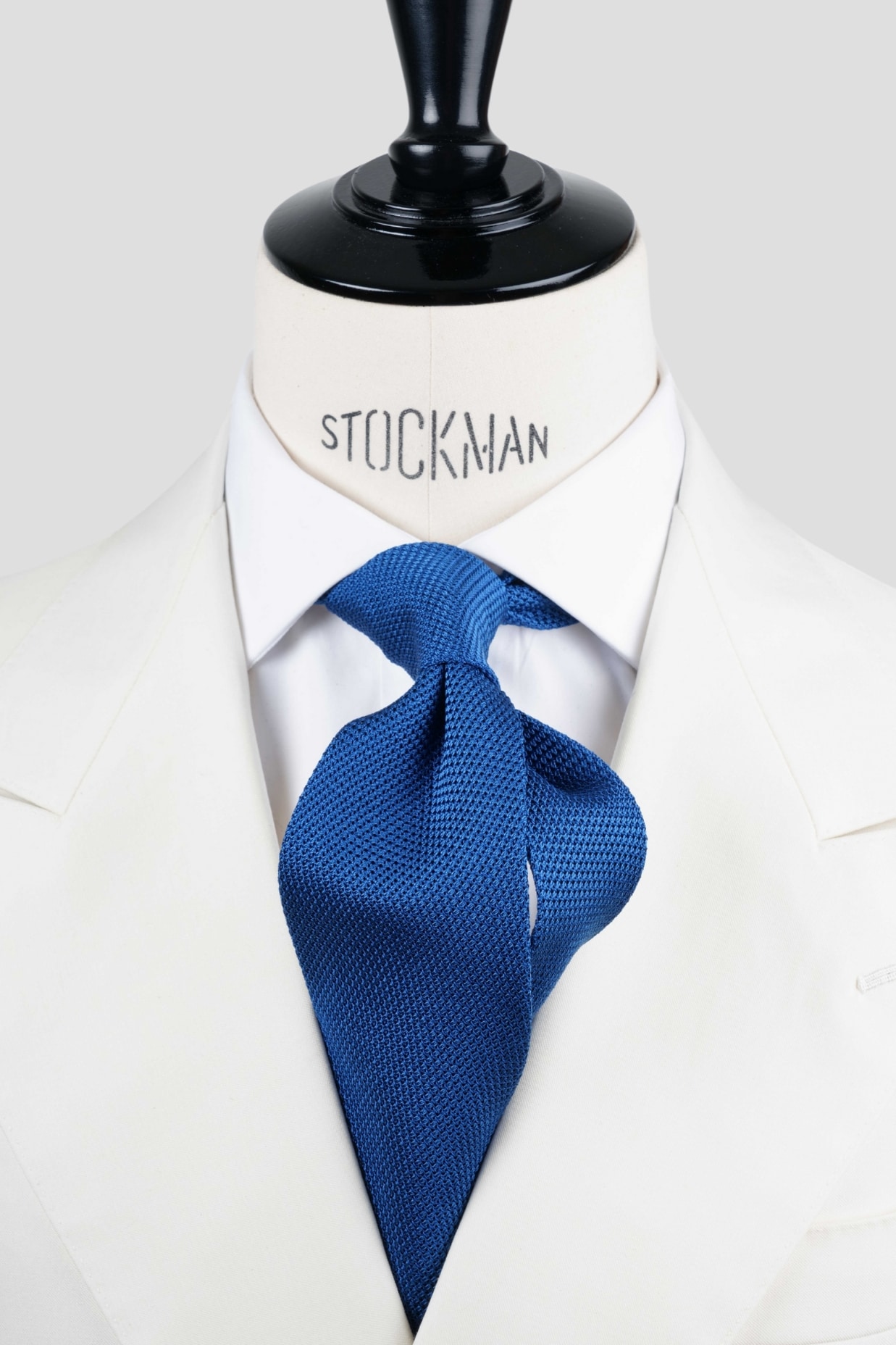 Cravate sartoriale à 3 plis, tissée en étamine de soie, bleu uni