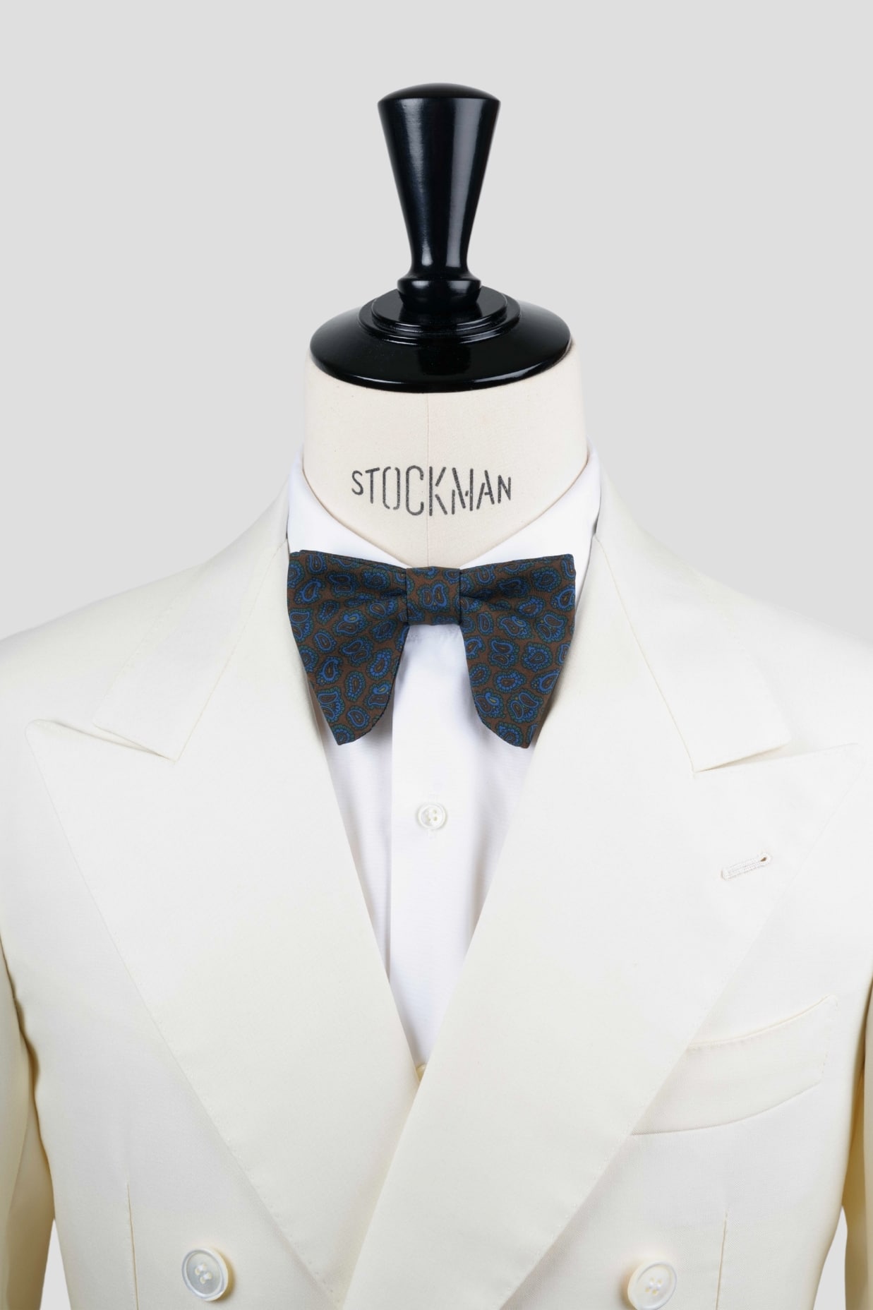 Noeud papillon "Le plongeant", soie madder, marron foncé et vert kaki