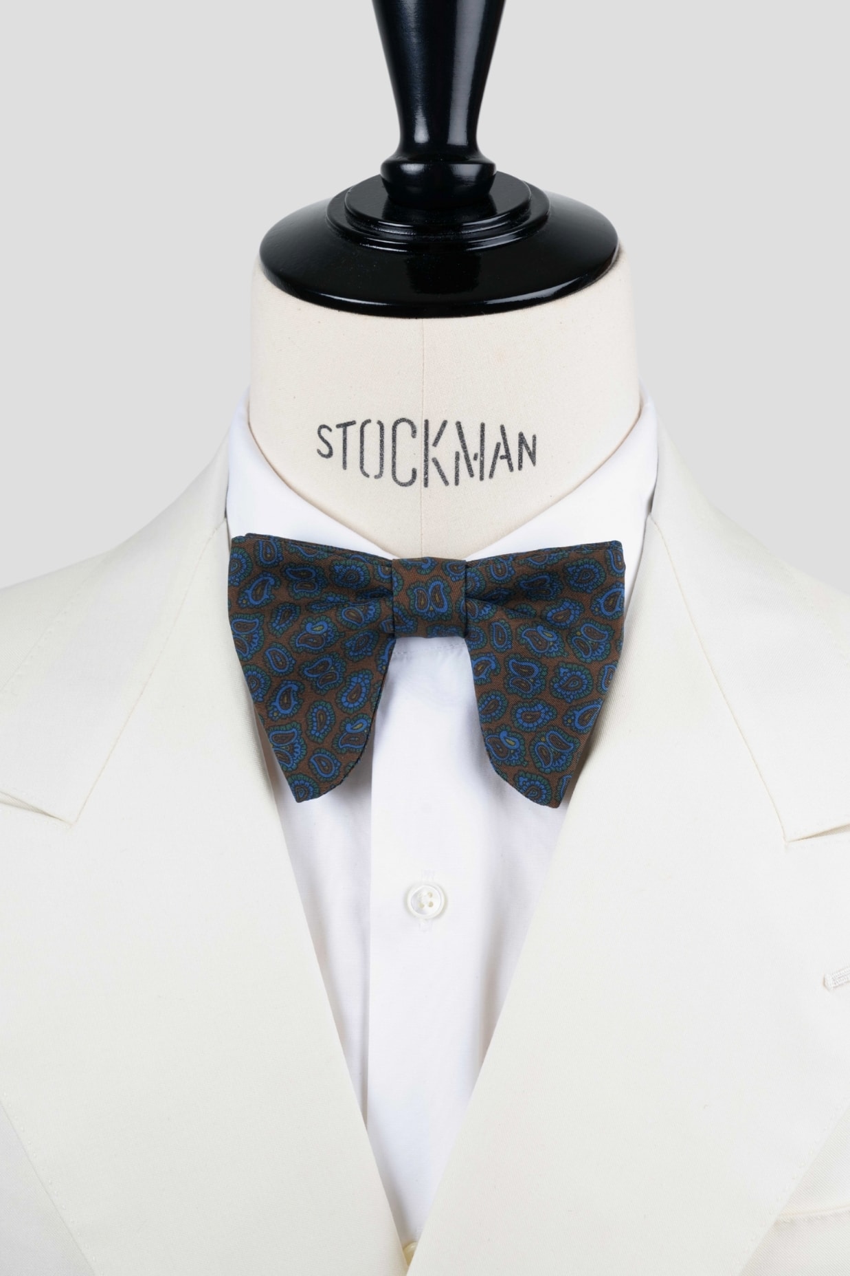 Noeud papillon "Le plongeant", soie madder, marron foncé et vert kaki