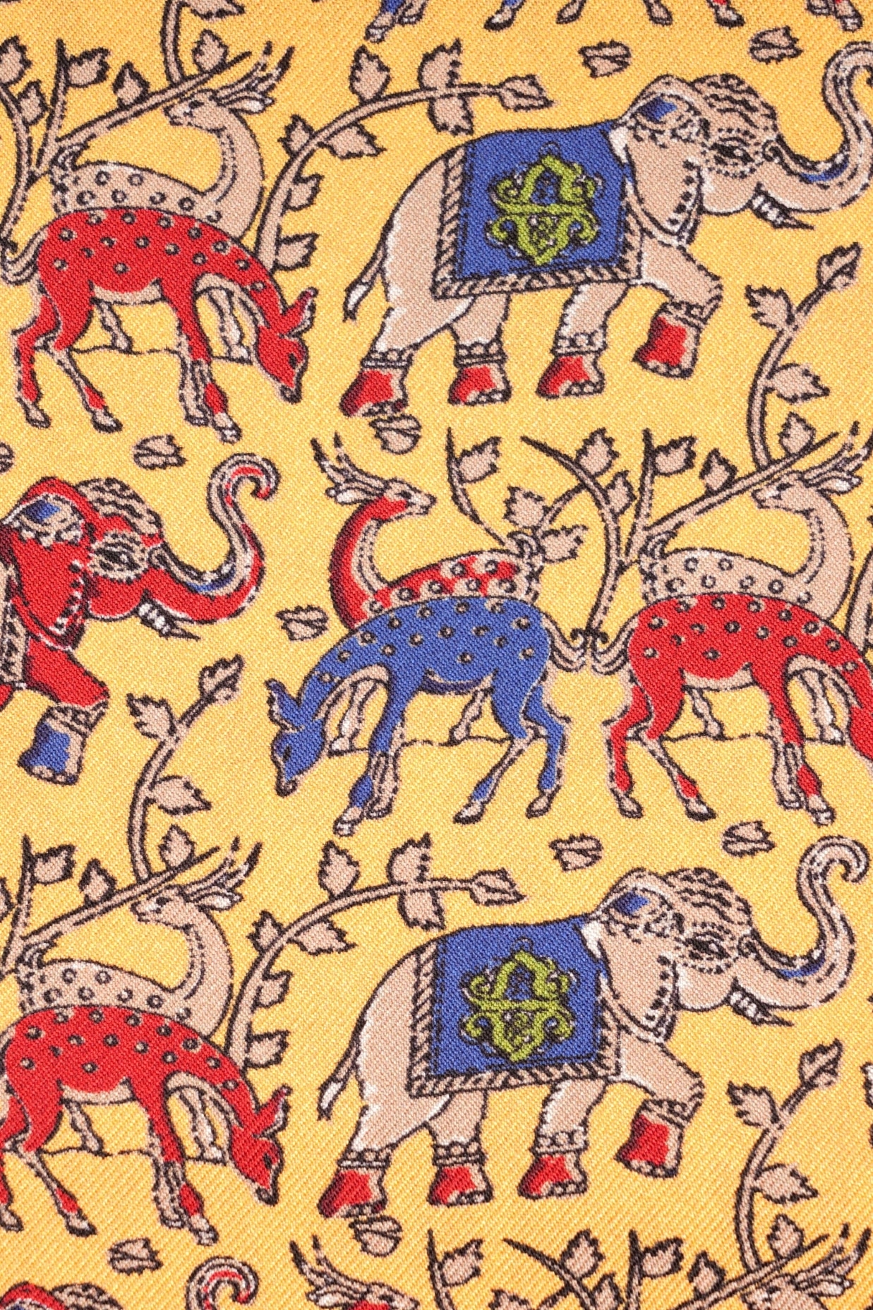 Echarpe tubulaire, 100% soie, jaune motif animaux