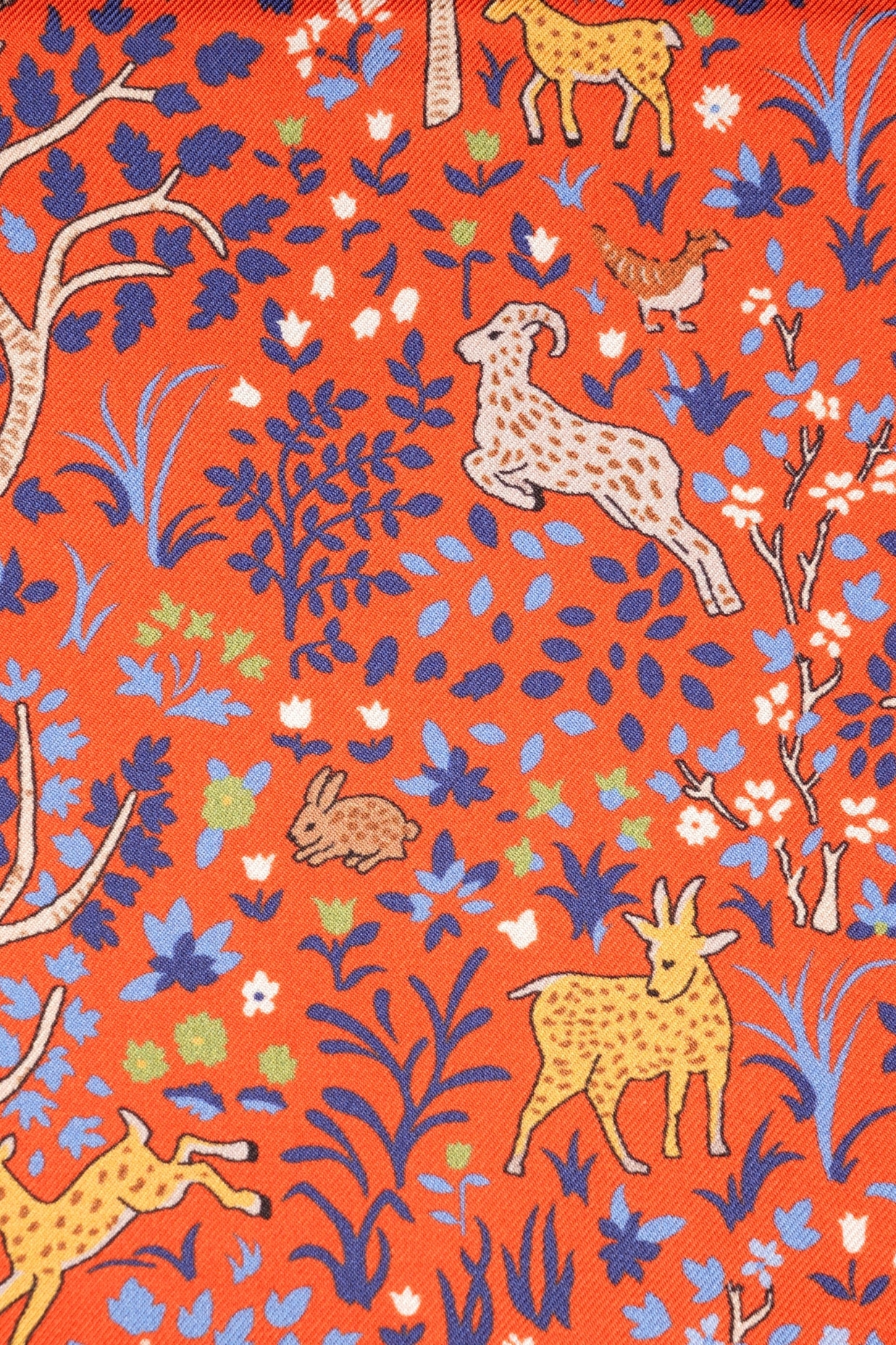 Echarpe tubulaire, 100% soie orange, motif animaux