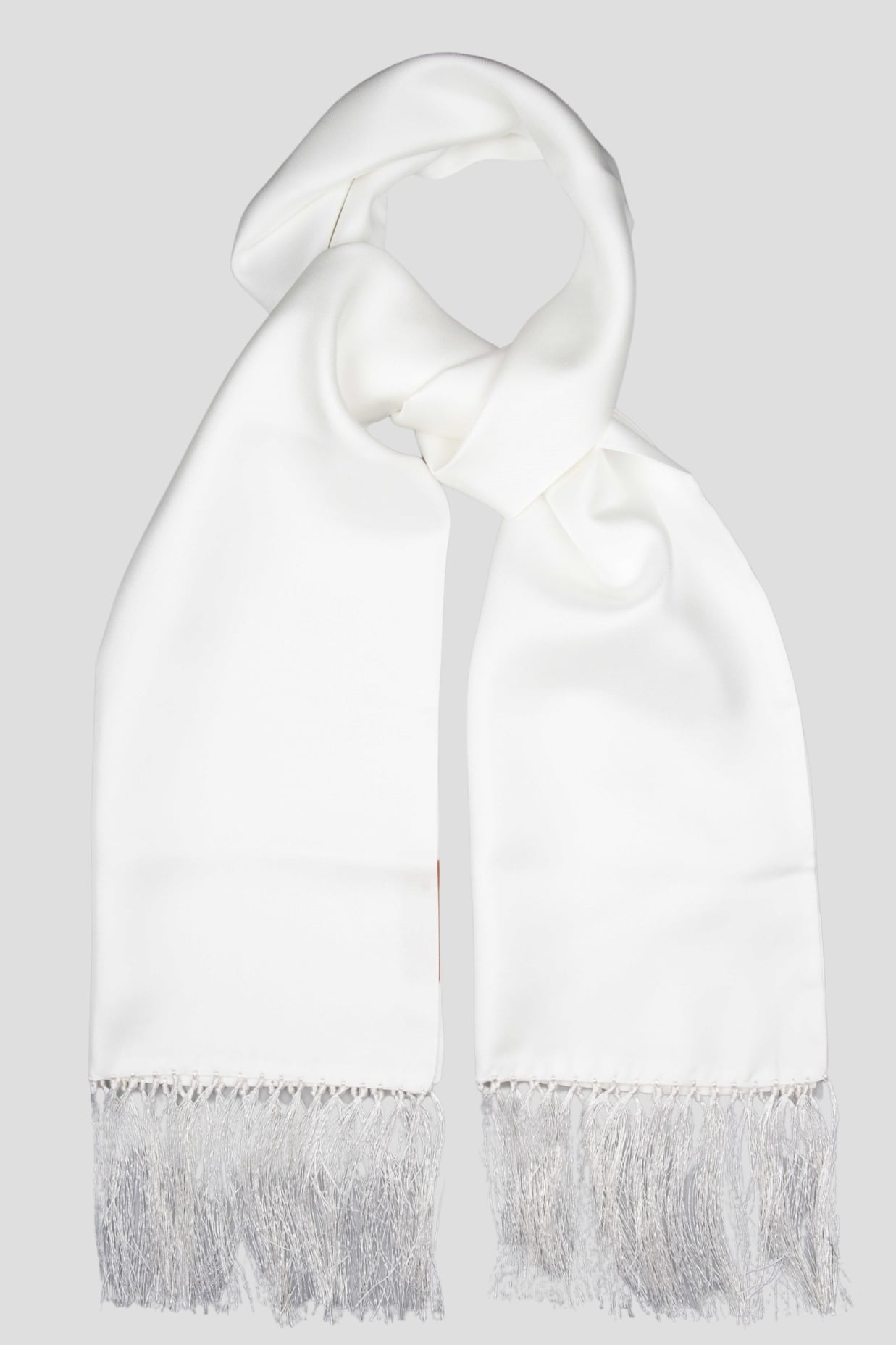 Echarpe tubulaire de smocking, 100% soie, twill de soie blanc