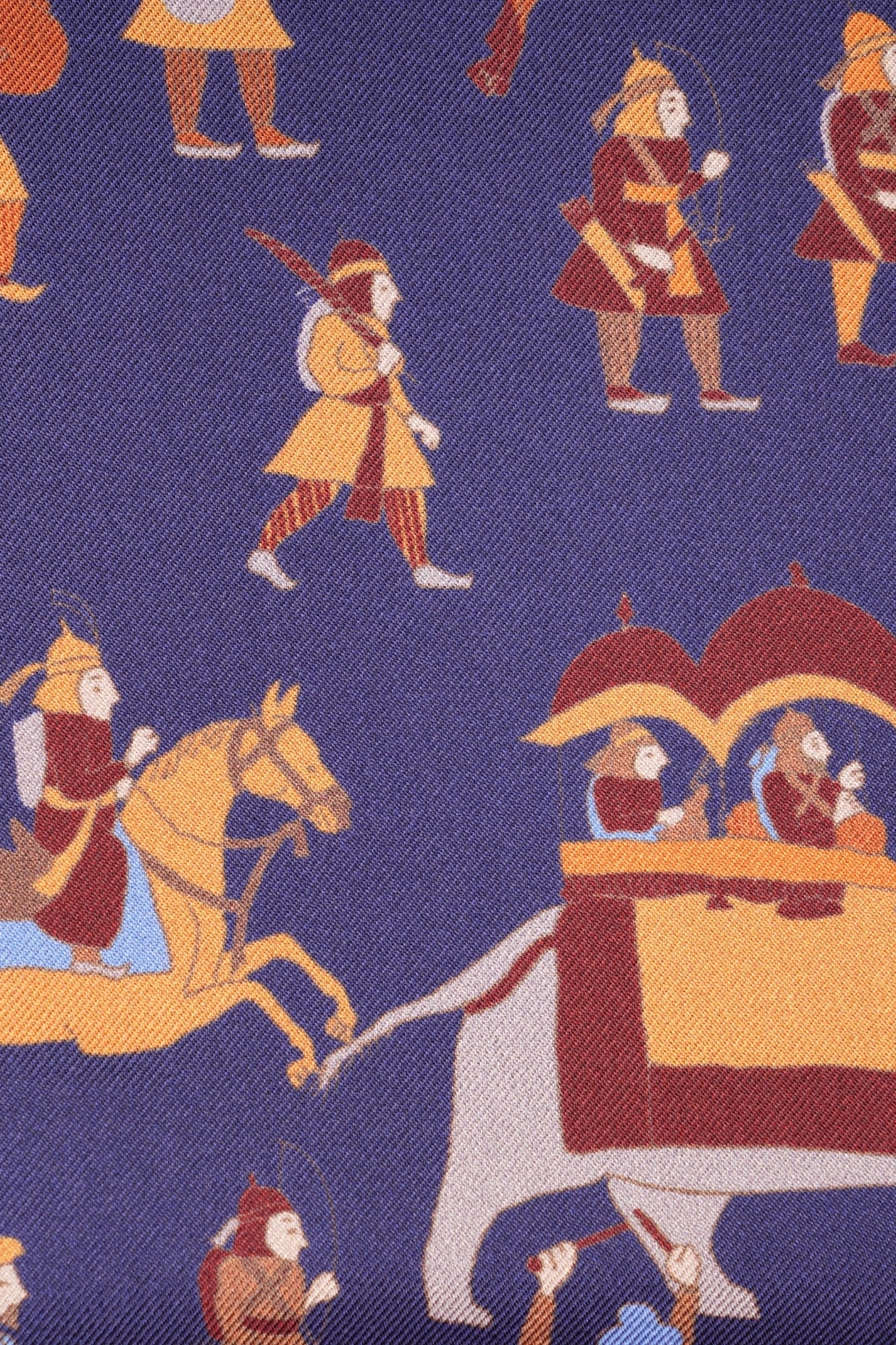 Echarpe tubulaire, 100% soie, bleu marine motif guerriers