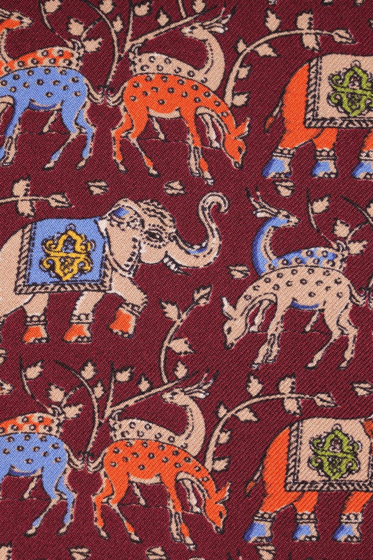 Echarpe tubulaire, 100% soie, bordeaux motif animaux