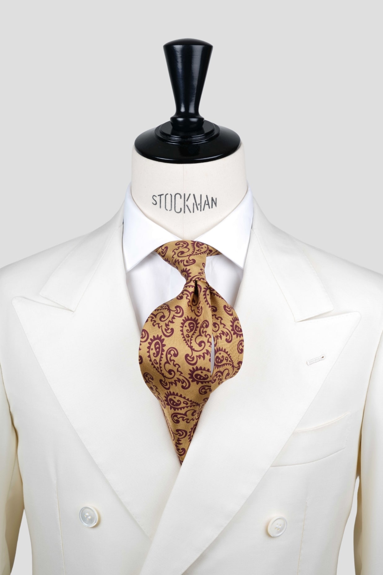 Cravate sartoriale à 7 plis, en soie madder marron, motif cachemire