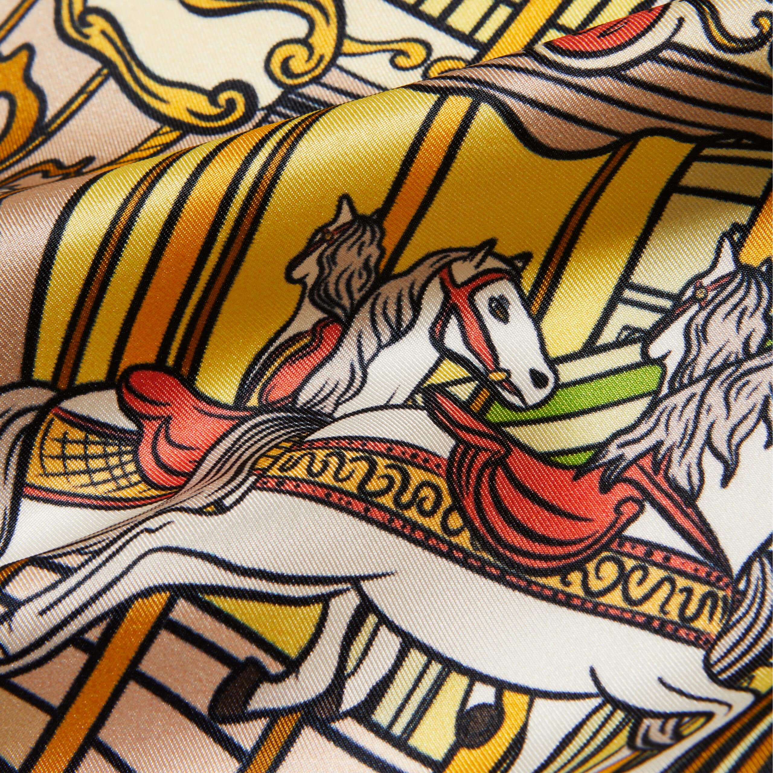 Carré de soie vert, motif l'orgue du boulevard