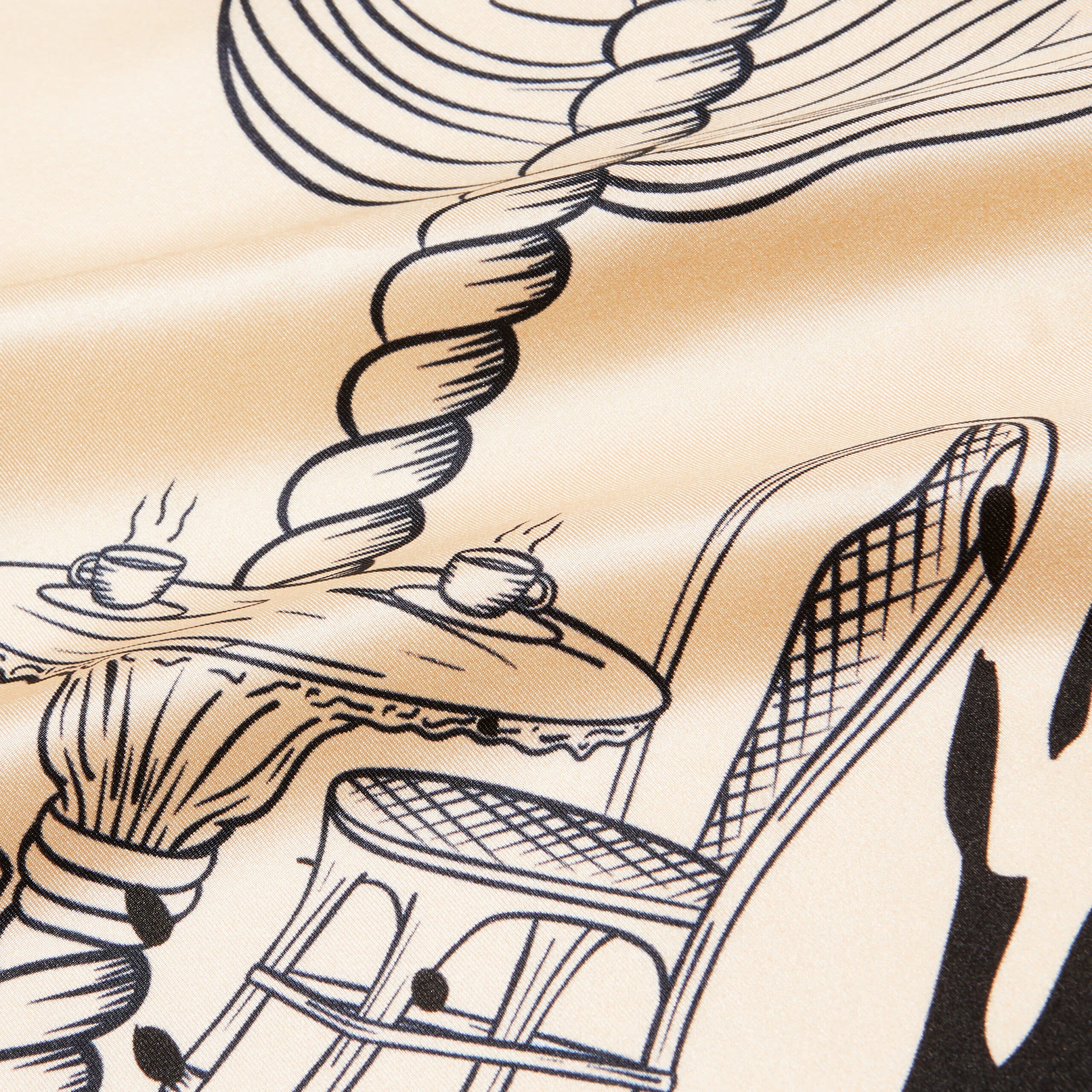 Carré de soie noir et blanc, motif rayures de carrousel